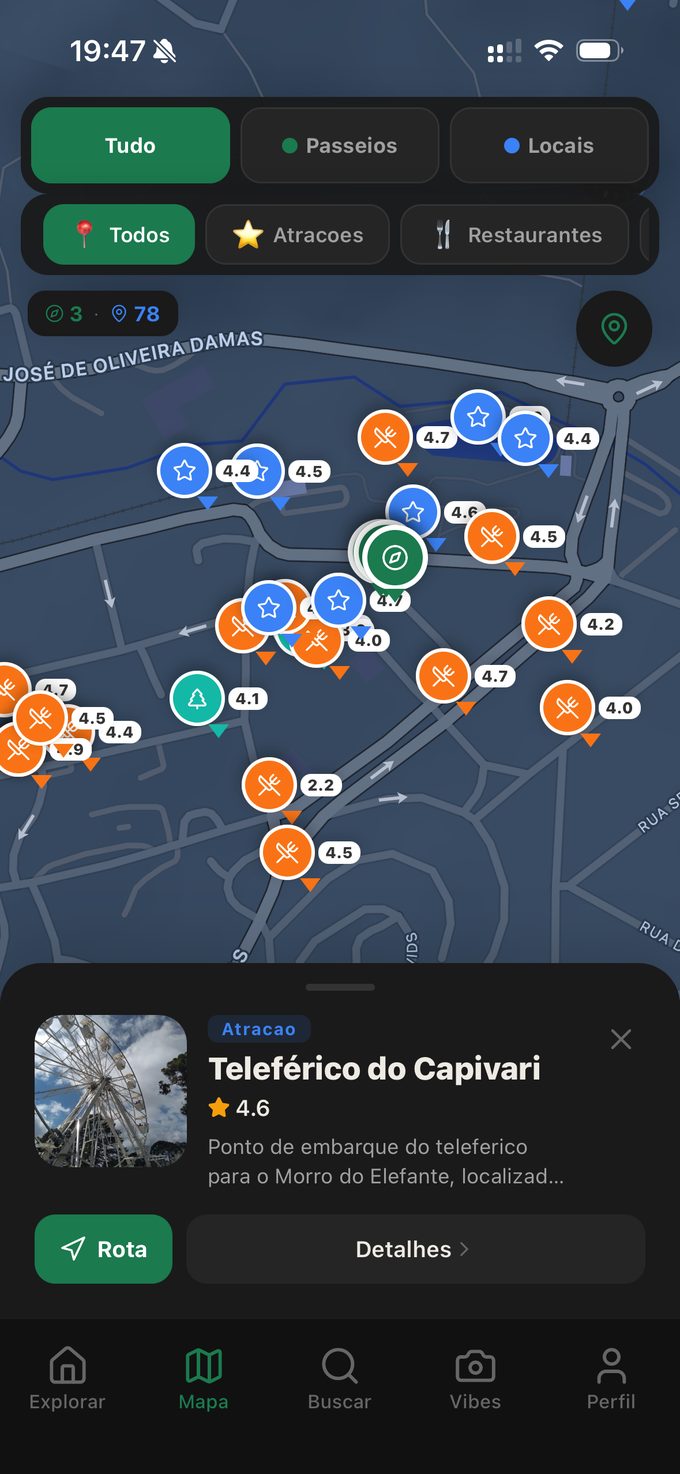 Mapa de atrações